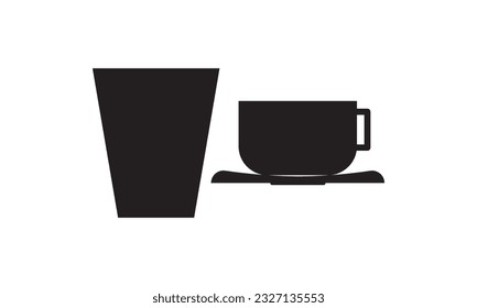 Black silhouette style beer wine and water glasses and mugs vector illustration on white background
