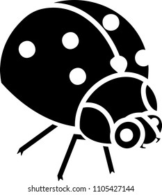 Black silhouette of stylized cartoon ladybird