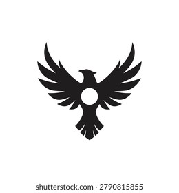 Black silhouette of a stylized eagle with wings spread upward