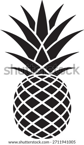 Black silhouette of a stylized pineapple with a detailed rind