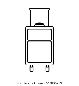black silhouette with suitcase of traveler vector illustration