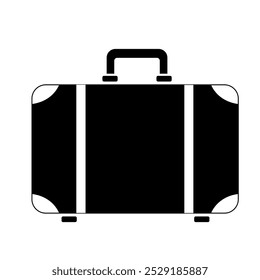 Black silhouette of a suitcase. Suitcase vector icon. Vector, isolated illustration on a white background.