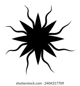 Silueta negra del sol. Ilustración vectorial aislada. Elemento de diseño universal