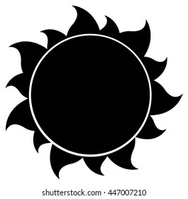 Black Silhouette Sun. Vector Illustration Isolated On White Background