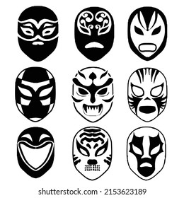 Black silhouette of superheroes masks.