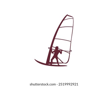 Black Silhouette Surfing Icon Vector Illustration. Surfing Silhouette Icon Vector – A Stylish Black-and-White Design Element