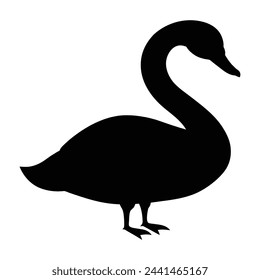 black silhouette of a swan  on white