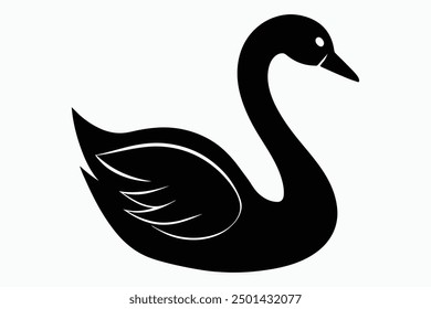 black silhouette swan vector illustration