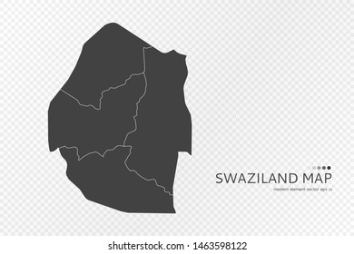 Black silhouette of Swaziland map on transparent background. EPS10 vector file organized in layers for easy editing.