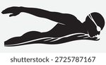 Black silhouette of a swimmer performing a freestyle stroke swimming