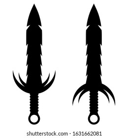 Black silhouette of swords isolated on white background.  Two-handed broadswords. Vector illustration for any design.