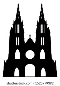 Black Silhouette Symbol Amiens Cathedral Basilica Stock Vector (Royalty ...