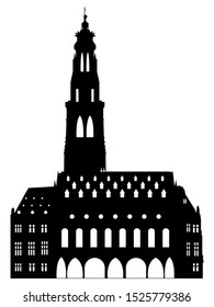 Black Silhouette of Symbol of Arras - Town Hall