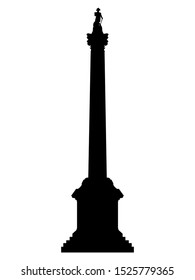 Black Silhouette of Symbol of London - Nelson's Column at Trafalgar Square