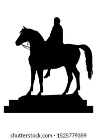 Black Silhouette of Symbol of London - Statue of George IV at Trafalgar Square