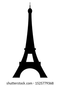 Black Silhouette of Symbol of Paris - Eiffel Tower