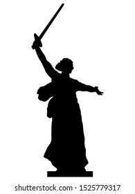 Black Silhouette of Symbol of Volgograd - The Motherland Calls