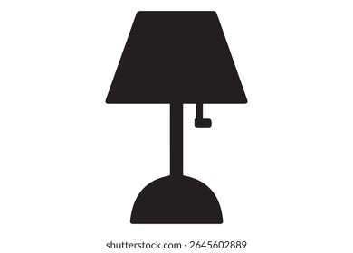 Silhueta preta de uma lâmpada de mesa com um interruptor de corrente de puxar