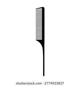 A black silhouette of a Tail Comb end on a white background