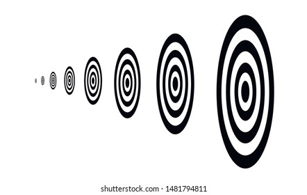 Black silhouette targets in a row flat vector illustration isolated on white background