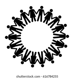 Black Silhouette Teamwork Human People Circle Vector Illustration