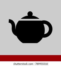 black silhouette of teapot on gray background