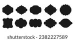 Black silhouette text box, retro labels and frames. Set of form for text. Blank retro shape of badge, discount sales tag, insignia, price sticker. Collection of different vector icons.