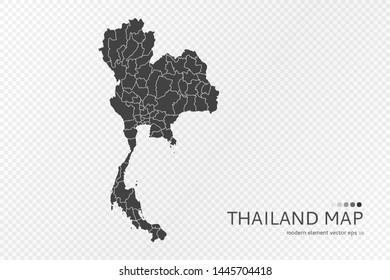 Black silhouette of Thailand map on transparent background. EPS10 vector file organized in layers for easy editing.