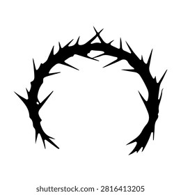 A black silhouette of a thorn crown, symbolizing strength and resilience, suitable for graphic design, branding, or thematic artwork.