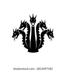 Black silhouette of three headed dragon