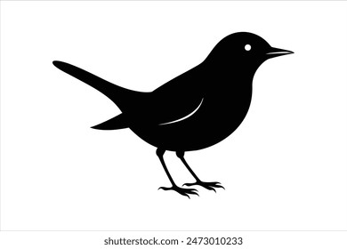 Black silhouette of a thrush bird in various styles, captured in vector art illustration. Perfect for nature-inspired designs, these elegant bird silhouettes offer versatility and artistic charm.