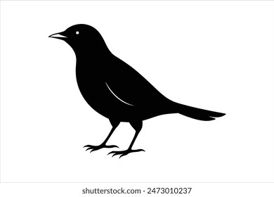 Silueta negra de un pájaro de zorzal en varios estilos, capturado en ilustración de Arte vectorial. Perfectas para diseños inspirados en la naturaleza, estas elegantes siluetas de pájaro ofrecen versatilidad y encanto artístico.