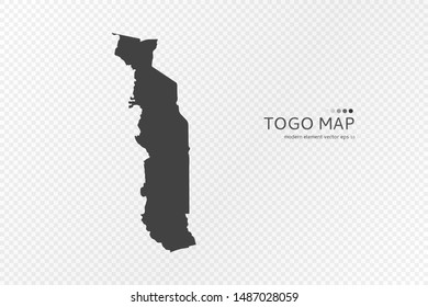Black silhouette of Togo map on transparent background. EPS10 vector file organized in layers for easy editing.