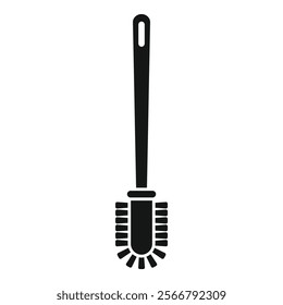 Black silhouette of a toilet brush with a long handle, ideal for websites or apps about cleaning