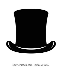 Black Silhouette Of A Top Hat On A White Background