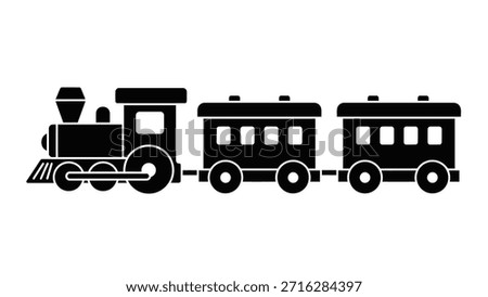 Black silhouette of a toy train with two carriages train, toy, locomotive, carriage