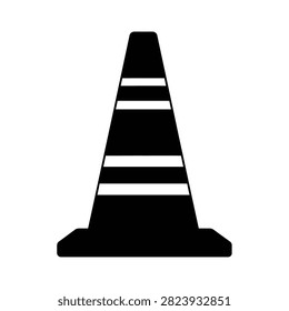 Black silhouette of a traffic cone with two horizontal reflective safety stripes