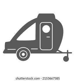 Black silhouette trailer Rv.Home camper.Symbol for a mobile application or website.Isolated on white background. Vector flat illustration.