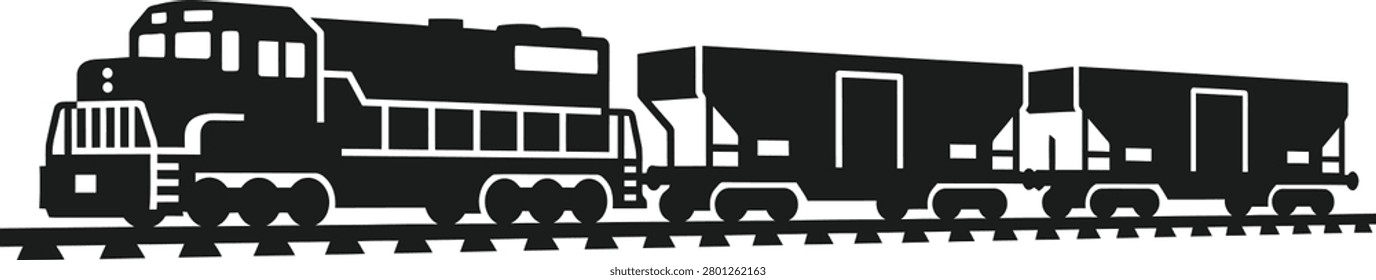 Black silhouette of a train on tracks