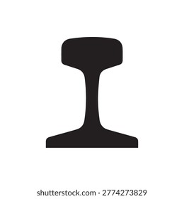 Black silhouette of a train rail on a white background
