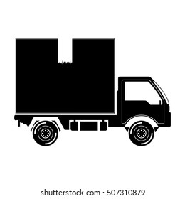 black silhouette transport truck with vagon