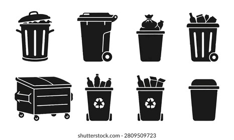 Black silhouette of trash on white background
