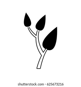 black silhouette of tree branch with leafs vector illustration