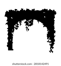 Black silhouette of tree branches and leaves with dense foliage, creating a natural frame against a plain background.