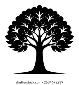 Ícone de árvore de silhueta preta simples gráfico da natureza para o design