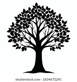 Black silhouette tree icon simple nature graphic