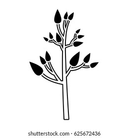 black silhouette of tree with leafs vector illustration