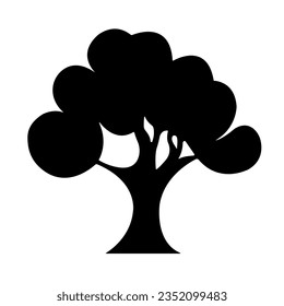 black silhouette of a tree on a white background. vector illustration