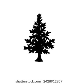 Black silhouette of a tree side view isolated

