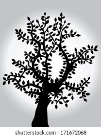 Black silhouette of tree, vector